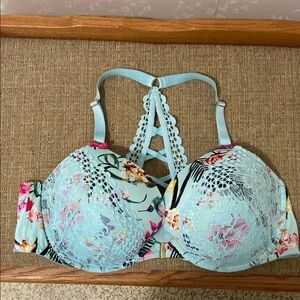 Cacique Blue and Pink Lace Bra with Underwire Support